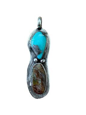 Sterling and Turqouise Double Stone Pendant